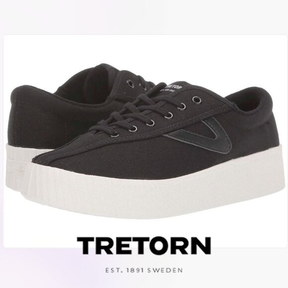 Tretorn Nylite Bold black platform sneakers, size 8.5 - Picture 1 of 5